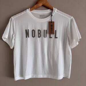 NOBULL Women's White Boxy Athletic Tee Size Small New Workout Top